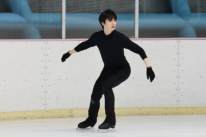 서울 노원구 태릉선수촌실내빙상장에서 피겨 스케이팅 차준환이 훈련하고 있다. [연합]