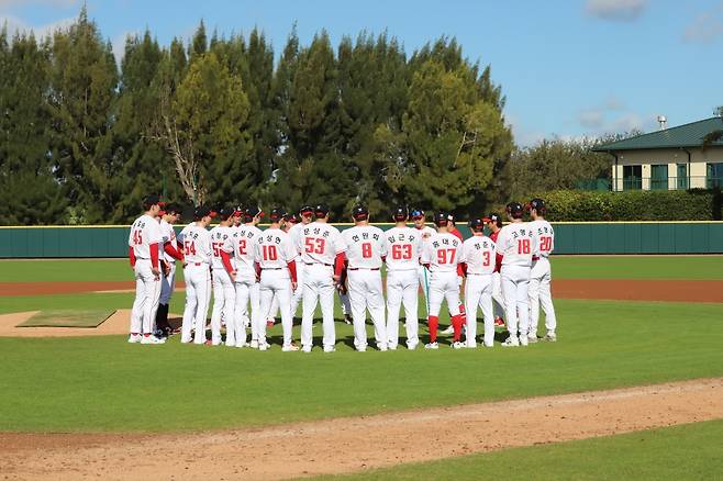 SSG 랜더스 선수단의 미국 플로리다 스프링캠프 훈련 모습. /사진=SSG 랜더스 제공