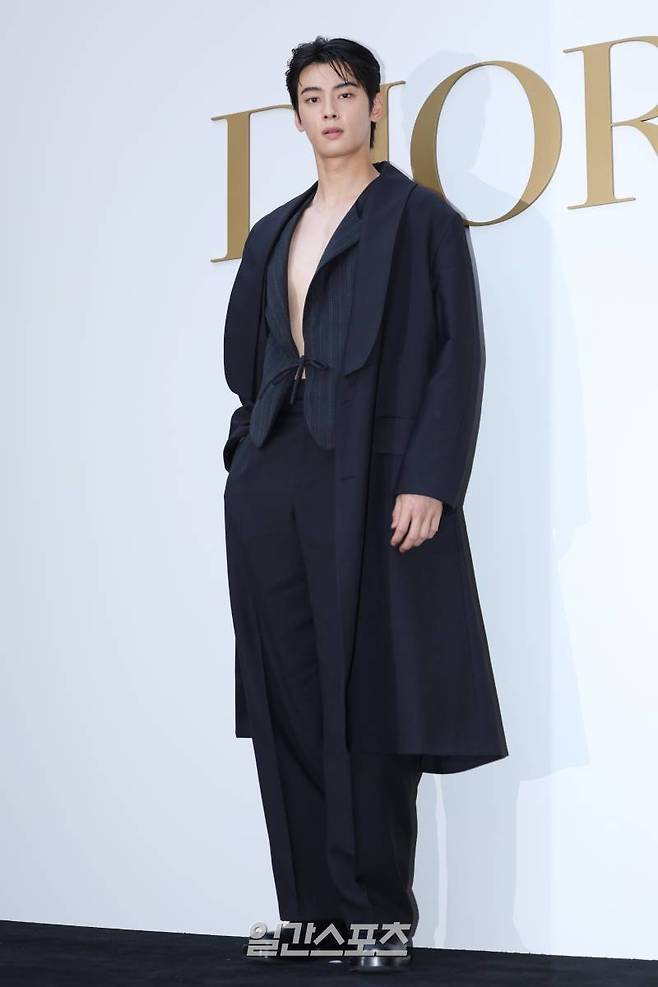 가수 겸 배우 차은우가 29일 오후 서울 성동구 성수동에서 진행된 한 패션 브랜드 포토콜 행사에 참석해 포즈를 취하고 있다. 서병수 기자 qudtn@edaily.co.kr /2024.05.29/