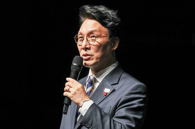 김민석 국무총리가 4일 광주 서구 서빛마루문화예술회관에서 열린 국정설명회에서 발언하고 있다.  [연합]
