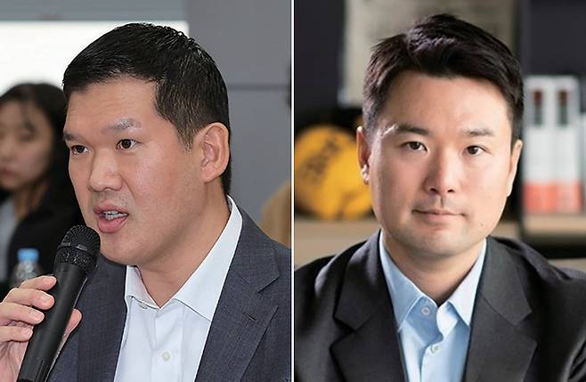 허윤홍 GS건설 사장(왼쪽 사진)과 이규호 코오롱 부회장 ⓒ연합뉴스·코오롱 제공