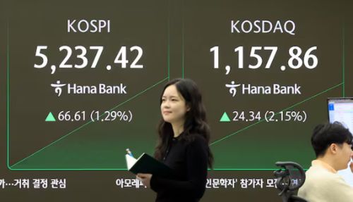 29일 서울 중구 하나은행 본점 딜링룸 전광판에 증시 현황이 표시되고 있다. (사진=뉴스1)