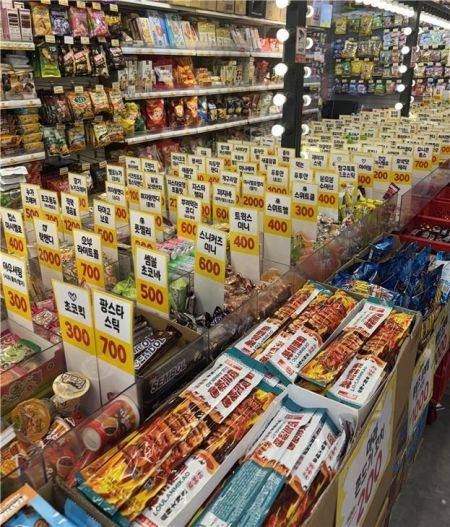 해외직구를 악용해 수입식품을 불법으로 들여와 판매한 부산지역 세계과자할인점 12곳이 적발됐다. 적발한 매장에 수입식품이 진열돼 있다. 관세청 부산본부세관