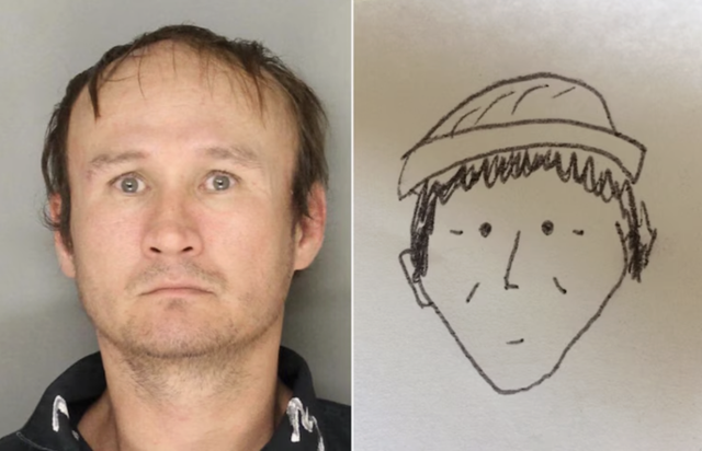 2018년 미국 지방 경찰이 배포한 몽타주(오른쪽)와 실제 사진. Lancaster police 자료사진