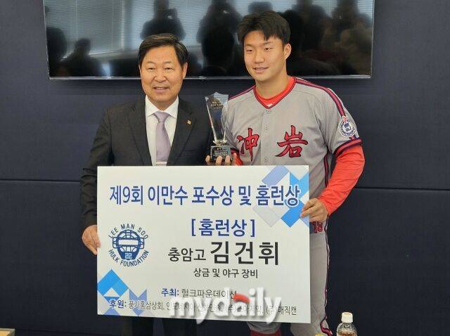 이만수 홈런상을 수상한 김건휘(오른쪽)./도곡동=심혜진 기자