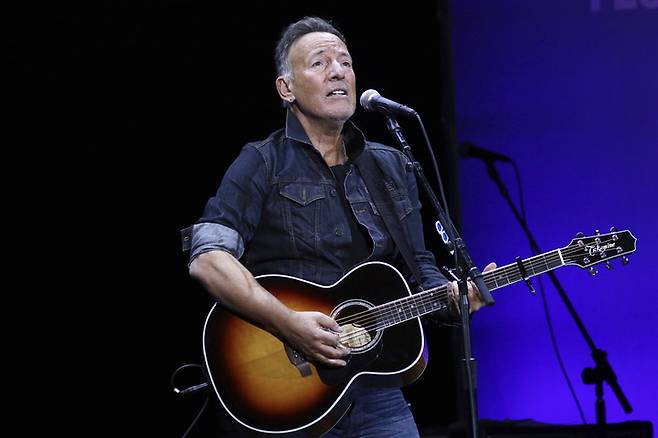 FILE - Bruce Springsteen performs at the 13th annual Stand Up For Heroes benefit concert in support of the Bob Woodruff Foundation in New York on Nov. 4, 2019.  Despite Springsteen's long-time aversion to having his concerts filmed *재판매 및 DB 금지