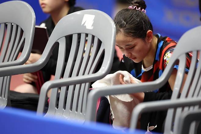 종합선수권 여자단체전 결승 패배 후 눈물 보인 김나영 [대한탁구협회 제공. 재판매 및 DB 금지]