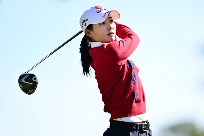 황유민이 LPGA 투어 힐튼 그랜드 베케이션스 토너먼트 1라운드에서 경기하고 있다. (사진=AFPBBNews)