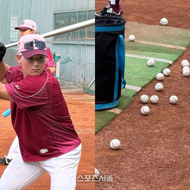 키움 김동헌이 홈런볼만한 공을 나무젓가락같이 얇은 배트로 치는 모습. 가오슝 | 박연준 기자 duswns0628@sportsseoul.com