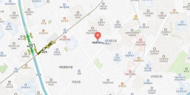 대림1구역(대림동 855의1 일대) 위치도. 네이버지도 캡처