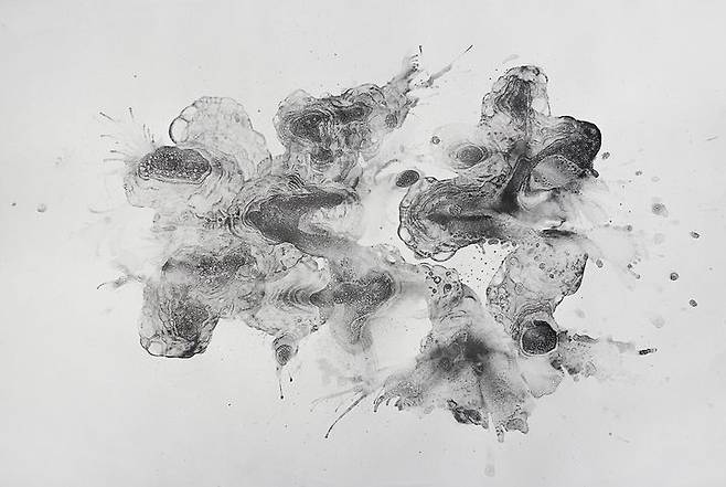 유기주, 가제-진화, 2026, 종이 위에 흑연과 혼합재료, 76x112cm *재판매 및 DB 금지