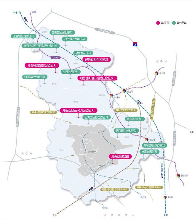 2026년 1월 기준 세종시 산업단지 현황. 세종시 제공
