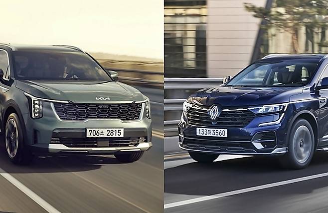 쏘렌토와 QM6 [사진출처=기아, 르노코리아/편집]