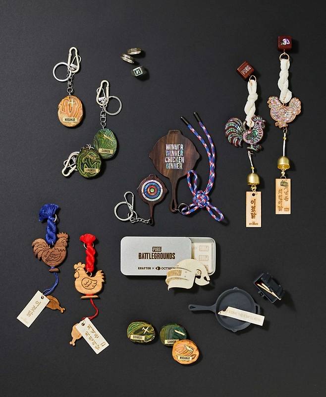 크래프톤이 문화체육관광부, 한국공예·디자인문화진흥원과 전통 공예 창작자들과 함께한 ‘펍지 오늘전통협업 컬렉션’을 선보였다. 사진 | 크래프톤