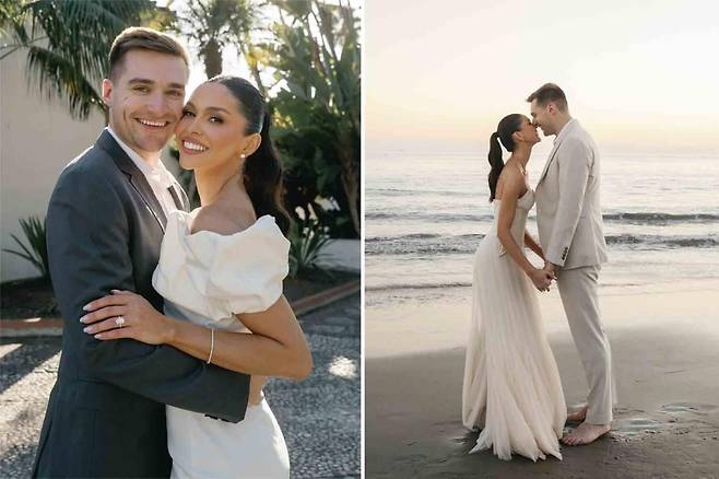 지난달 31일 플로리다주 마이애미의 도널드 트럼프 대통령 소유 리조트에서 결혼식을 올린 알렉스 브루세위츠(왼쪽)과 배우자 캐롤리나 우레아. /X(옛 트위터)