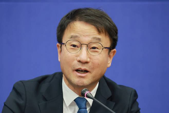 한병도 더불어민주당 원내대표가 1월23일 충북 진천 국가대표선수촌에서 열린 현장 최고위원회의에 참석해 발언하고 있다. ⓒ연합뉴스