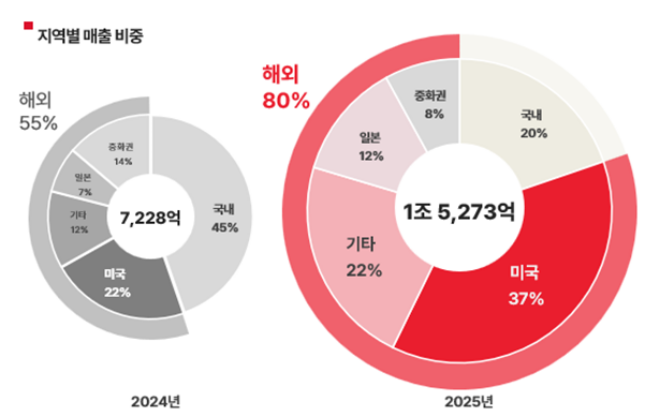 에이피알 2025년 지역별 매출 비중/사진=에이피알