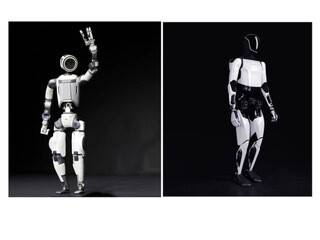 현대차그룹이 인수한 보스턴 다이내믹스의 로봇 ‘아틀라스’(왼쪽)와 테슬라의 로봇 ‘옵티머스’. 연합뉴스, 테슬라 제공