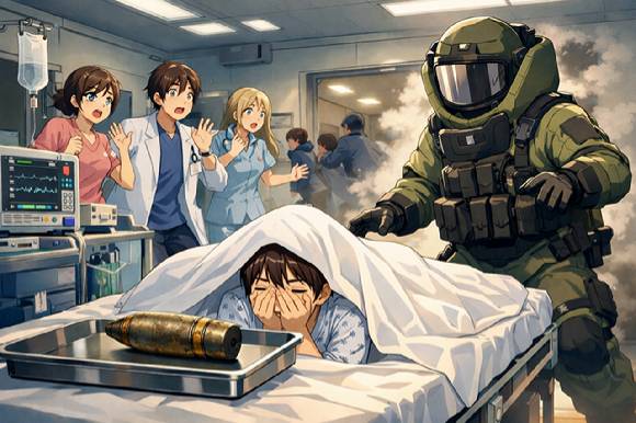 프랑스의 한 병원 응급실에서 20대 남성의 항문에서 제1차 세계대전 당시 사용된 포탄이 발견돼 병원 직원과 환자들이 긴급 대피하는 소동이 일어났다. 사진은 AI로 생성된 이미지로, 본 기사 내용과 무관. [사진=챗GPT]