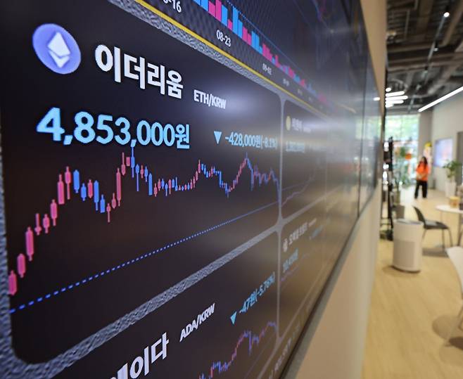 2025년 11월 5일 서울 강남구 빗썸 라운지 전광판에 이더리움 시세가 표시돼있다. 사진=연합뉴스
