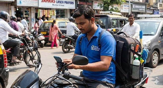 제미나이로 만든 인도의 긱 워커 이미지.