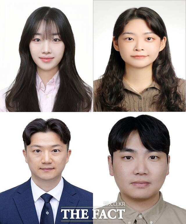 고성능 실리콘 소재를 개발한 금오공대 연구진. 강나원 학생(제1저자·왼쪽 위), 강유빈 학생(제1저자·오른쪽 위), 최청룡 교수(왼쪽 아래), 엄태준 교수(오른쪽 아래). /금오공대