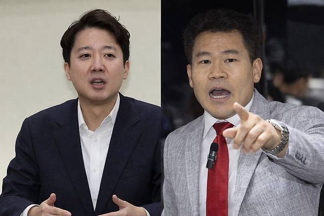 이준석 개혁신당 의원(왼쪽), 한국사 유명 강사 전한길씨. [사진 출처 = 연합뉴스]