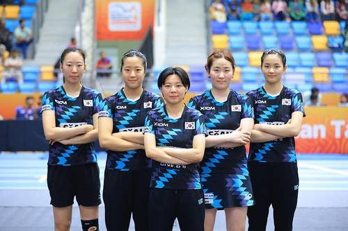 작년 아시아선수권에 나선 한국 여자탁구 대표팀 선수들 [대한탁구협회 제공. 재판매 및 DB 금지]