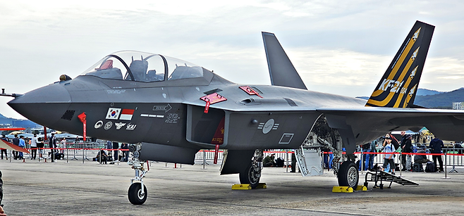 ▲올해부터 양산이 예정된 한국항공우주산업(KAI) KF-21 보라매 전투기. 사진=박규빈 기자