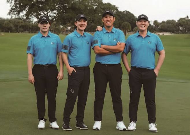 코리안 골프 클럽(KGC) 팀원들. (왼쪽부터) 김민규,송영한, 안병훈, 대니 리. /사진 LIV골프
