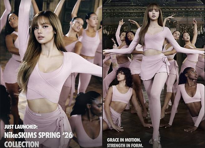 킴 카다시안이 블랙핑크 리사가 모델이 된 자신의 브랜드 광고를 SNS에 공유하며 홍보에 나섰다. 사진| SNS