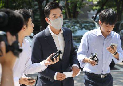 전 프로골퍼 안성현씨가 2023년 9월1일 서울 양천구 서울남부지방법원에서 열린 구속 전 피의자 심문(영장실질심사)에 출석하고 있다. 연합뉴스