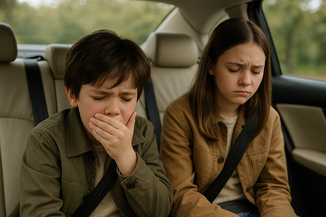 멀미하는 아이들의 모습. 사진=챗GPT