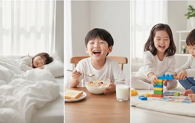 잘 자고 잘 먹고 잘 노는 우리 아이 키워드로 생성AI가 만든 이미지. [제미나이]