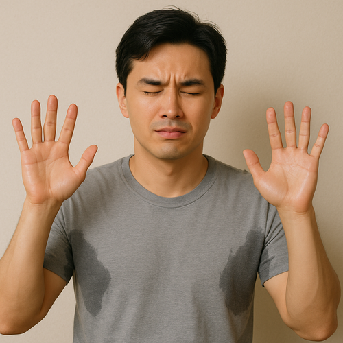 땀을 흘리는 다한증 환자의 이미지. 사진=챗GPT