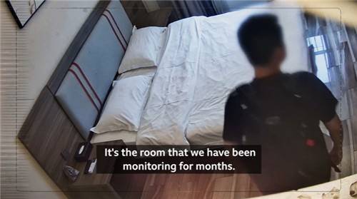 중국 호텔 객실 몰래카메라. BBC 화면 캡처