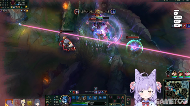 2세트 흐름을 갈랐던 탑 갱킹 (사진= 텐코 시부키 방송)