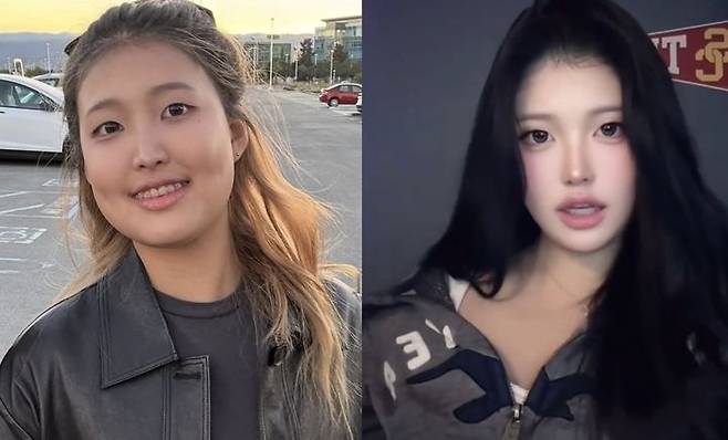 [서울=뉴시스] 라엘 보정 전후 사진. (사진 = 홍진경 인스타그램 캡처) 2026.02.08. photo@newsis. *재판매 및 DB 금지