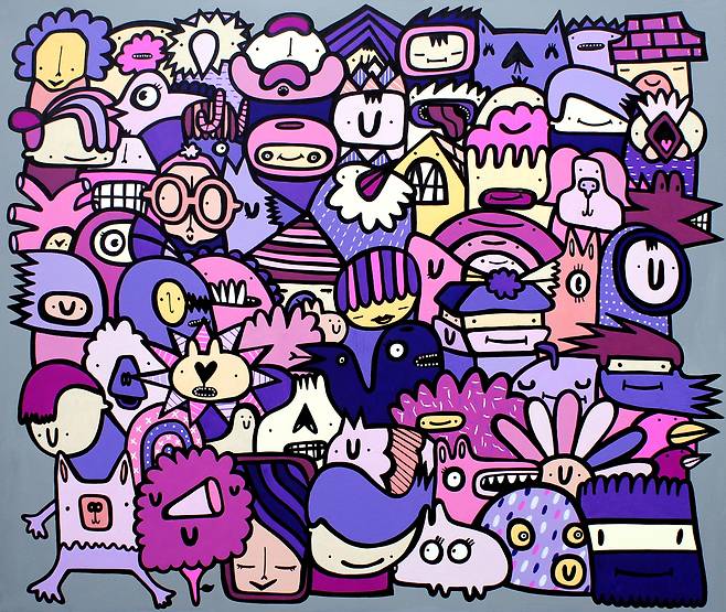 케브 먼데이 작품(Love and Laughter 2022_100x 120cm)