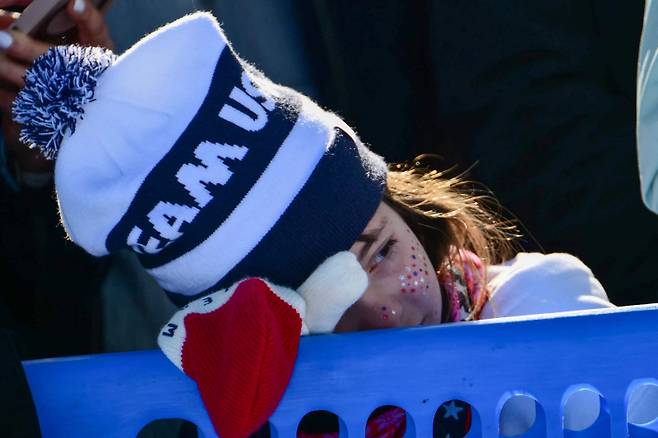 린지 본의 추락을 본 미국 응원단의 모습. 사진=AFP 연합뉴스