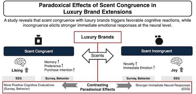 [서울=뉴시스] 럭셔리 브랜드 확장 시 향기 일치성이 가져오는 역설적 효과를 설명한 도표. (사진=성균관대 제공) 2026.02.09. photo@newsis.com *재판매 및 DB 금지