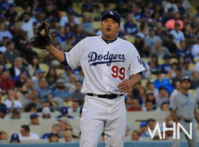 (LA 다저스 시절의 류현진)