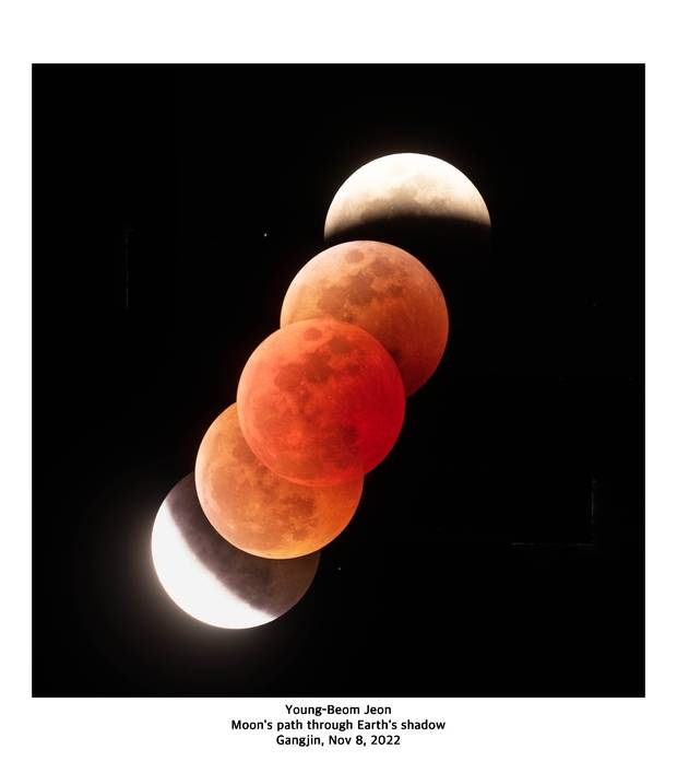 개기월식 진행과정. 사진 제공=한국천문연구원