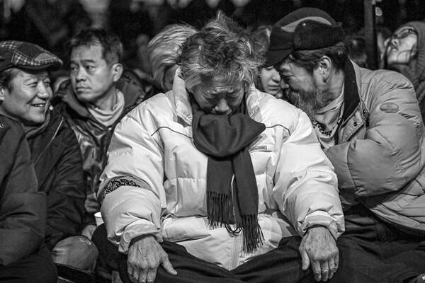 2014년 1월 밀양 송전탑 투쟁 현장에서의 백기완 선생. 정남준