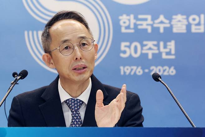 황기연 한국수출입은행장이 11일 서울 중구 은행회관에서 열린 취임 100일 기자간담회에서 발언하고 있다.(사진=연합뉴스)