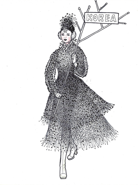 금기숙 작가의 평창올림픽 피켓요원 의상 스케치 드로잉 <서울공예박물관>