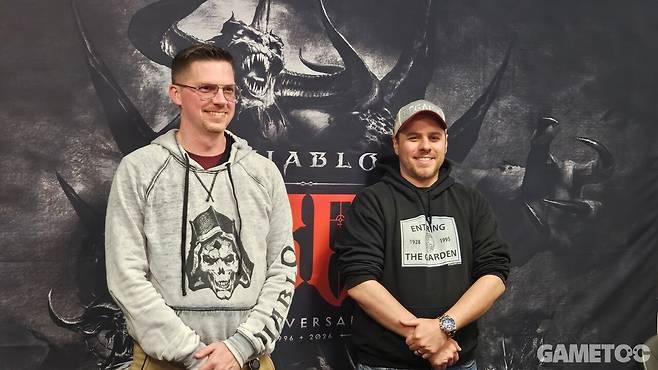 팀 바스콘셀로스 게임 디자이너, 매튜 세더퀴스트 수석 게임 프로듀서 [사진=김영찬 기자]