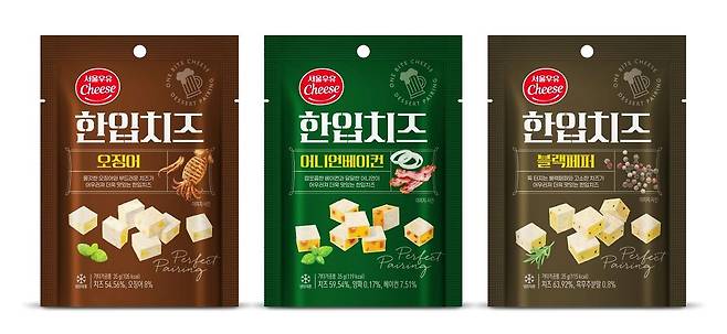 서울우유협동조합이 어포를 활용한 스낵치즈 신제품 ‘한입치즈 3종’을 선보였다. 사진 서울우유협동조합