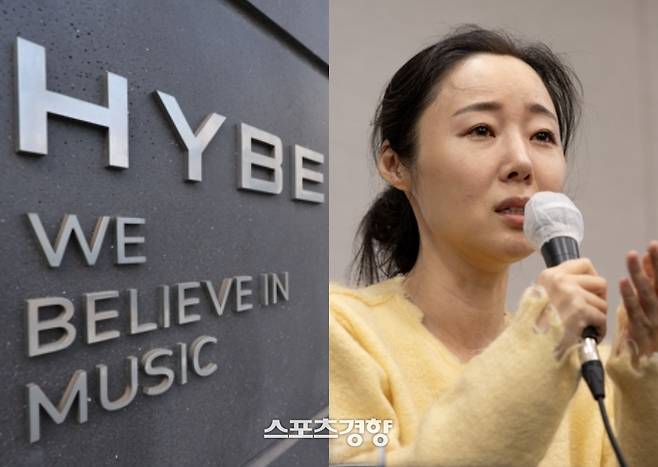 하이브(왼족)와 민희진 전 어도어 대표. 사진|경향DB