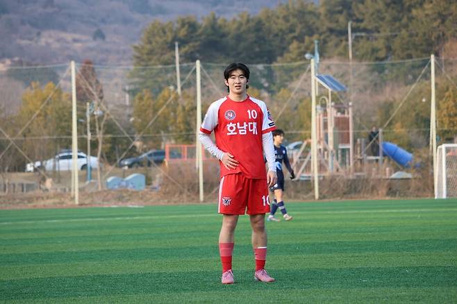 ▲ 전북 현대 유스 출신 호남대 공격수 오정진. ⓒ한국대학축구연맹